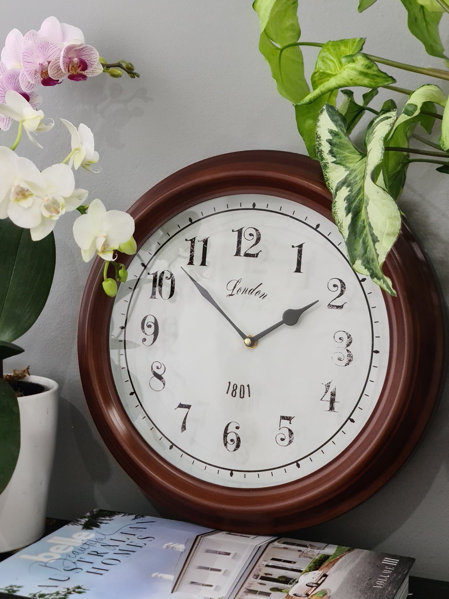 Brown 37.5 Cm Round "London 1801" wall Clock