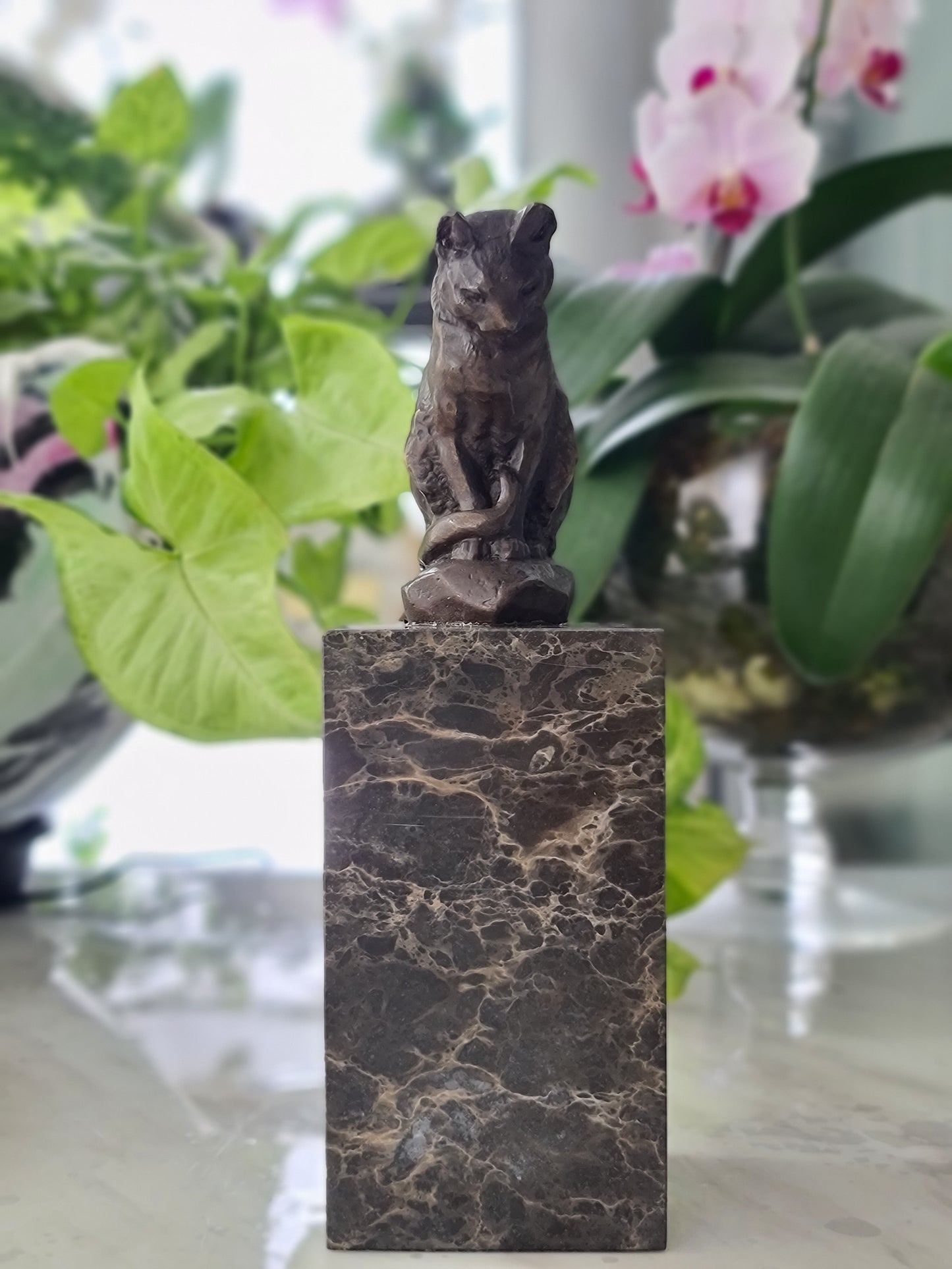 Bronze Sculpture of Sitting Cat