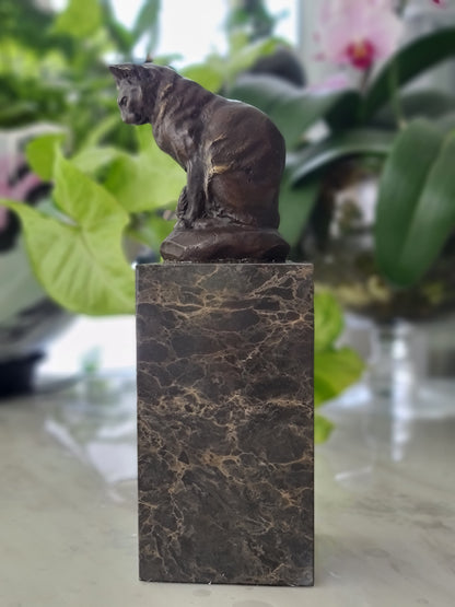 Bronze Sculpture of Sitting Cat