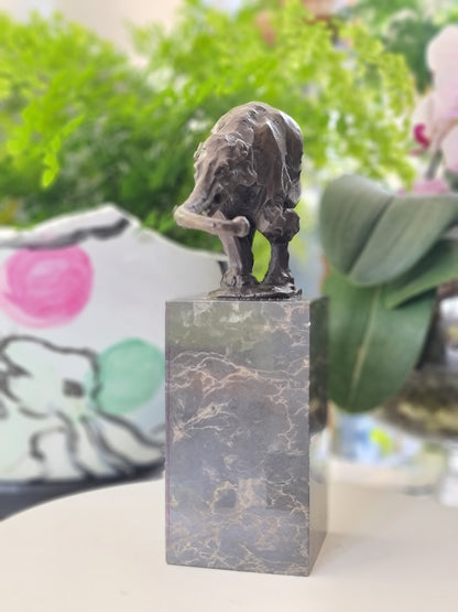 Elephant Figurine Bronze Sculpture: Art Dco Wildlife on Marble