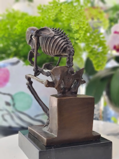 Bronze Statue Skull Skeleton thinker sculpture Art Deco
