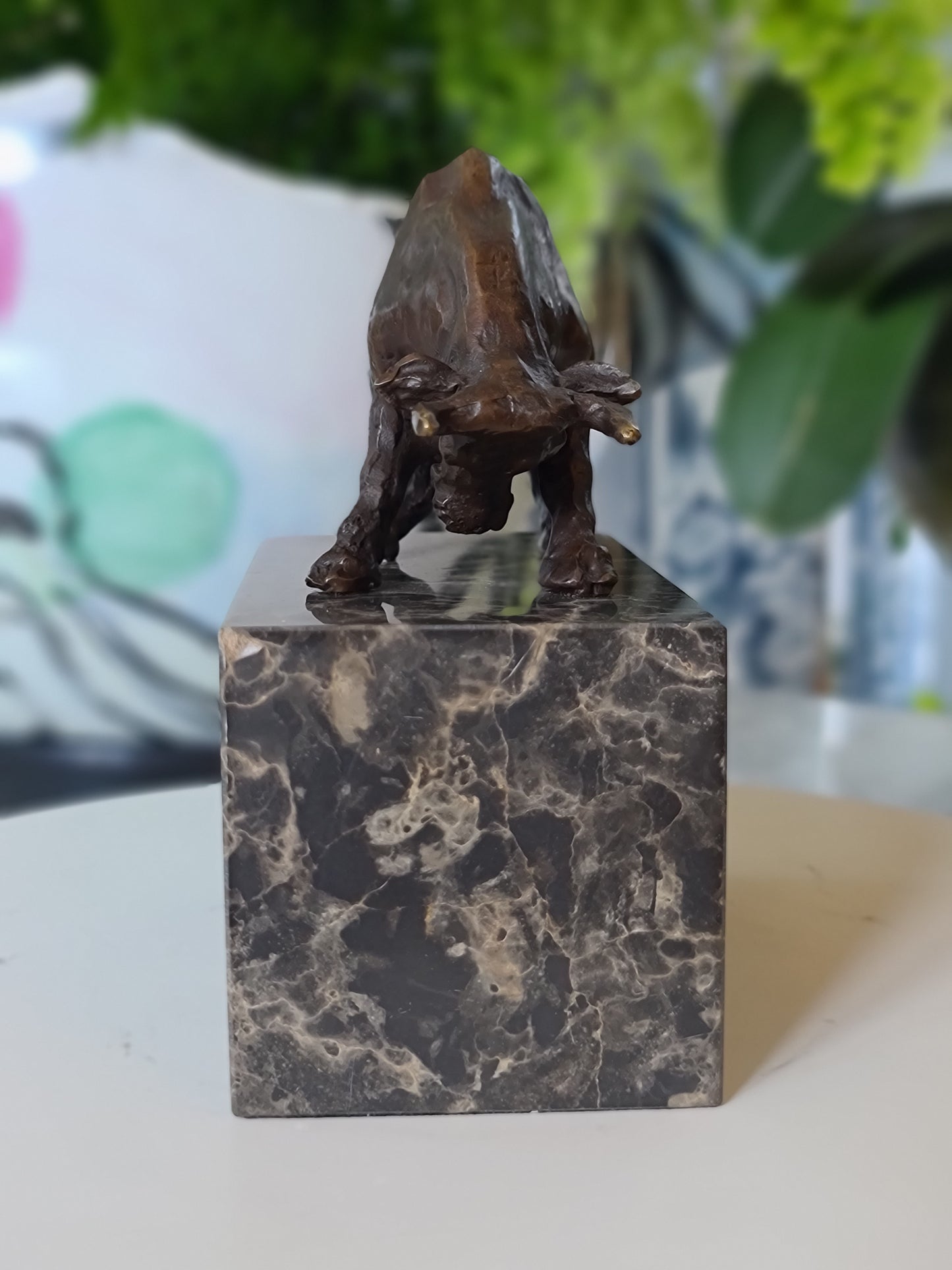  Bronze Statue Bull Fighting Sculpture on Marble Base