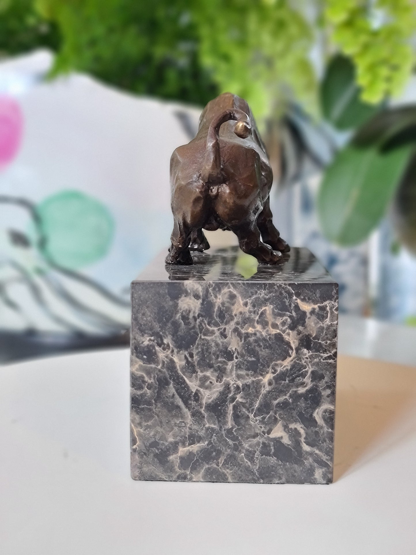  Bronze Statue Bull Fighting Sculpture on Marble Base