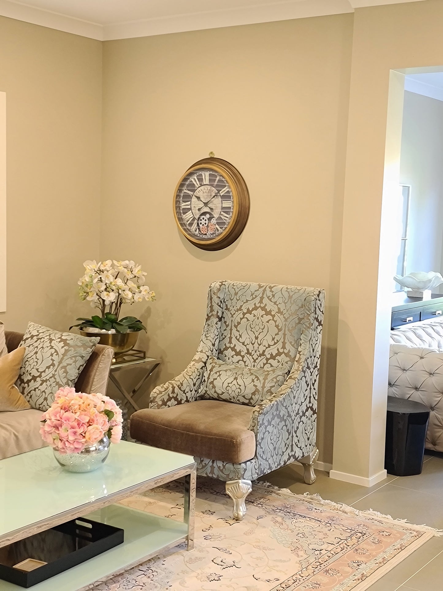 Roman Numeral 58.9 Cm Industrial Age Vintage Gear Moving Clock