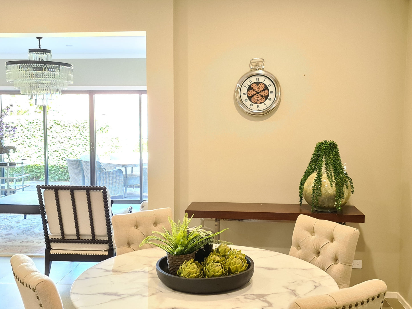 Roman Numeral 50 Cm Stainless Steel Exposed oval Gear Moving Clock