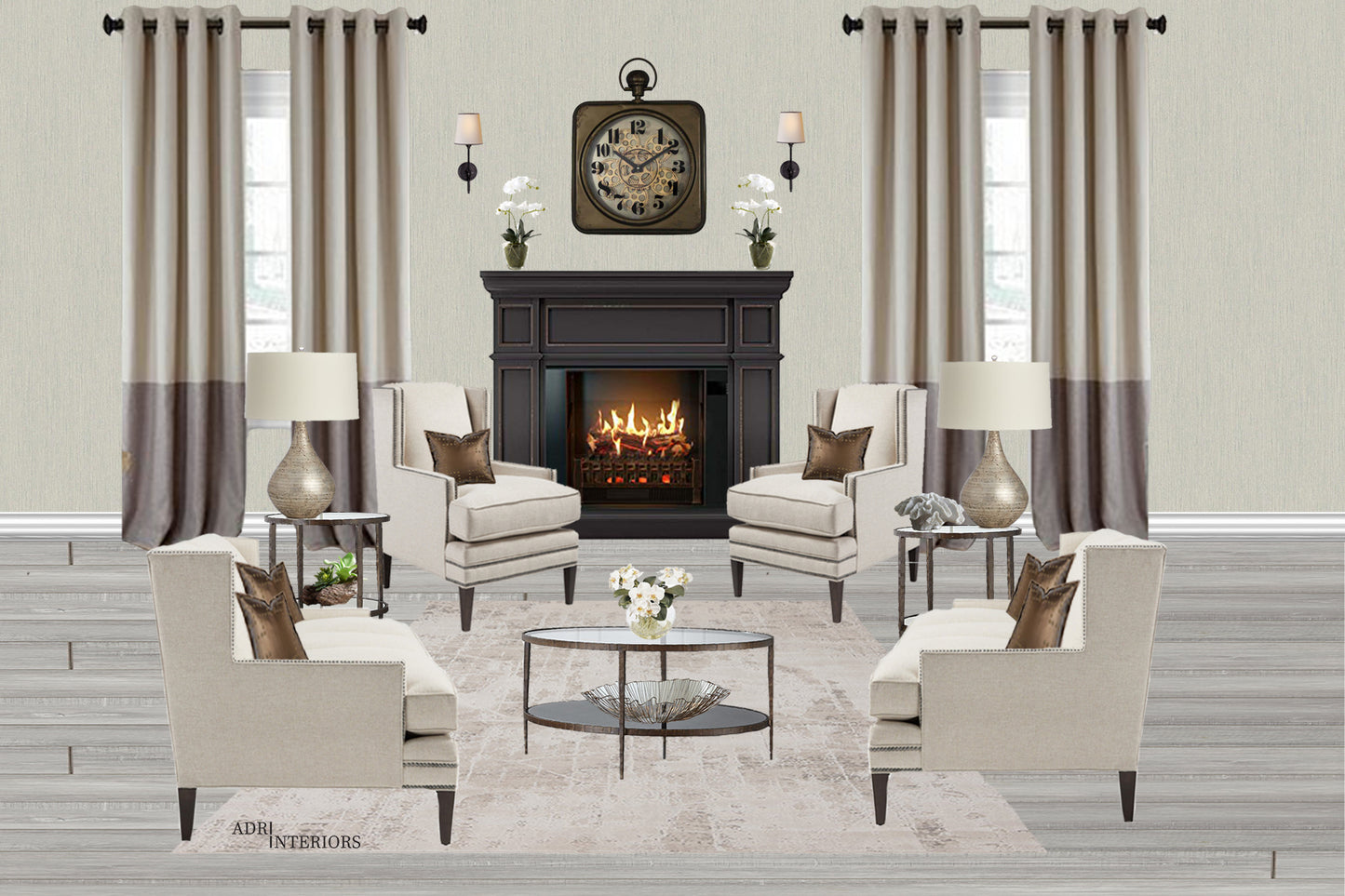 Vintage 46.5 Cm Rusty Brown Gear Wall Clock