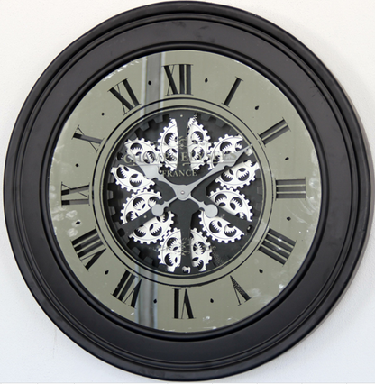 X large 80 Cm Champs-Elysees  Mirror Moving Gear Wall Clock (display item)