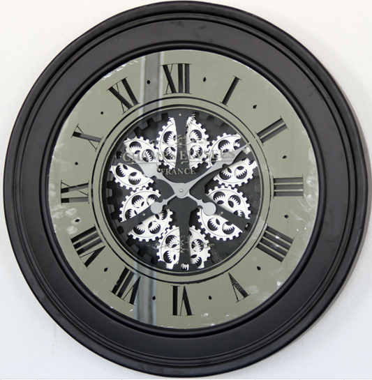 X large 80 Cm Champs-Elysees  Mirror Moving Gear Wall Clock (display item)