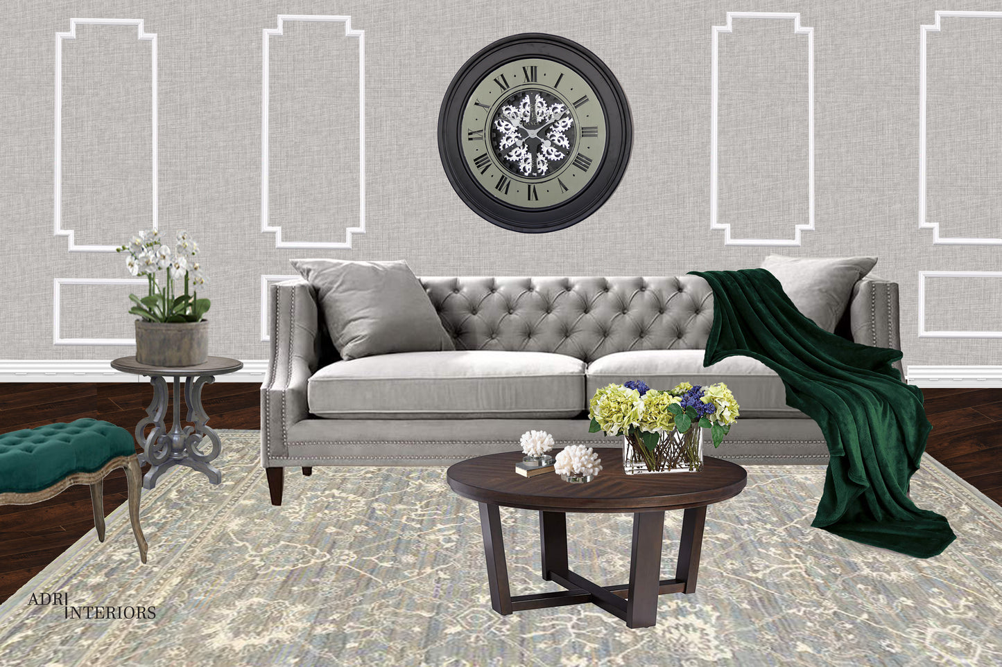 X large 80 Cm Champs-Elysees  Mirror Moving Gear Wall Clock (display item)