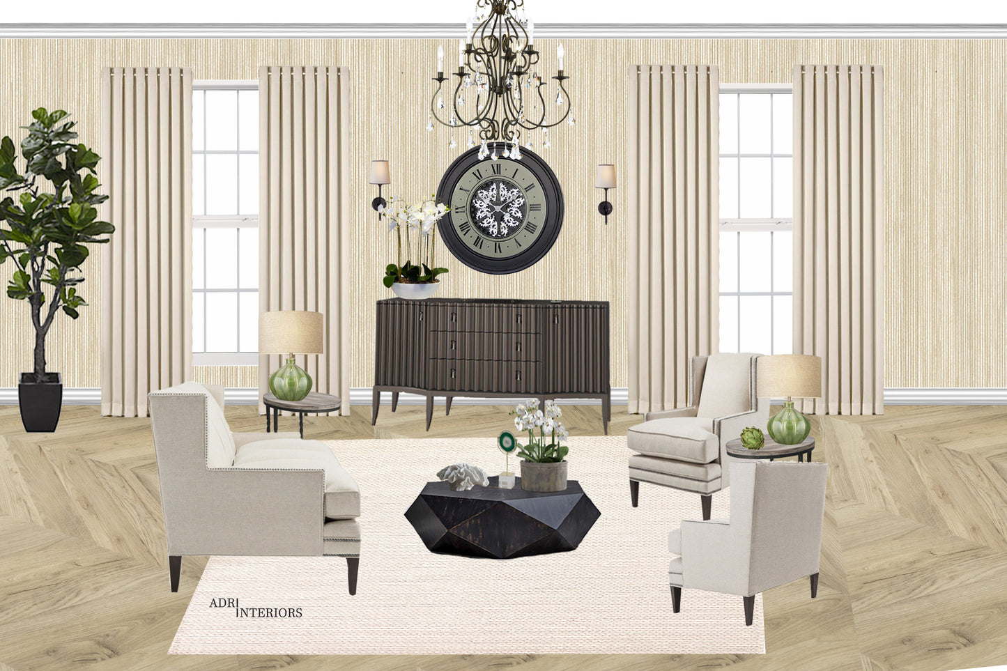 X large 80 Cm Champs-Elysees  Mirror Moving Gear Wall Clock (display item)