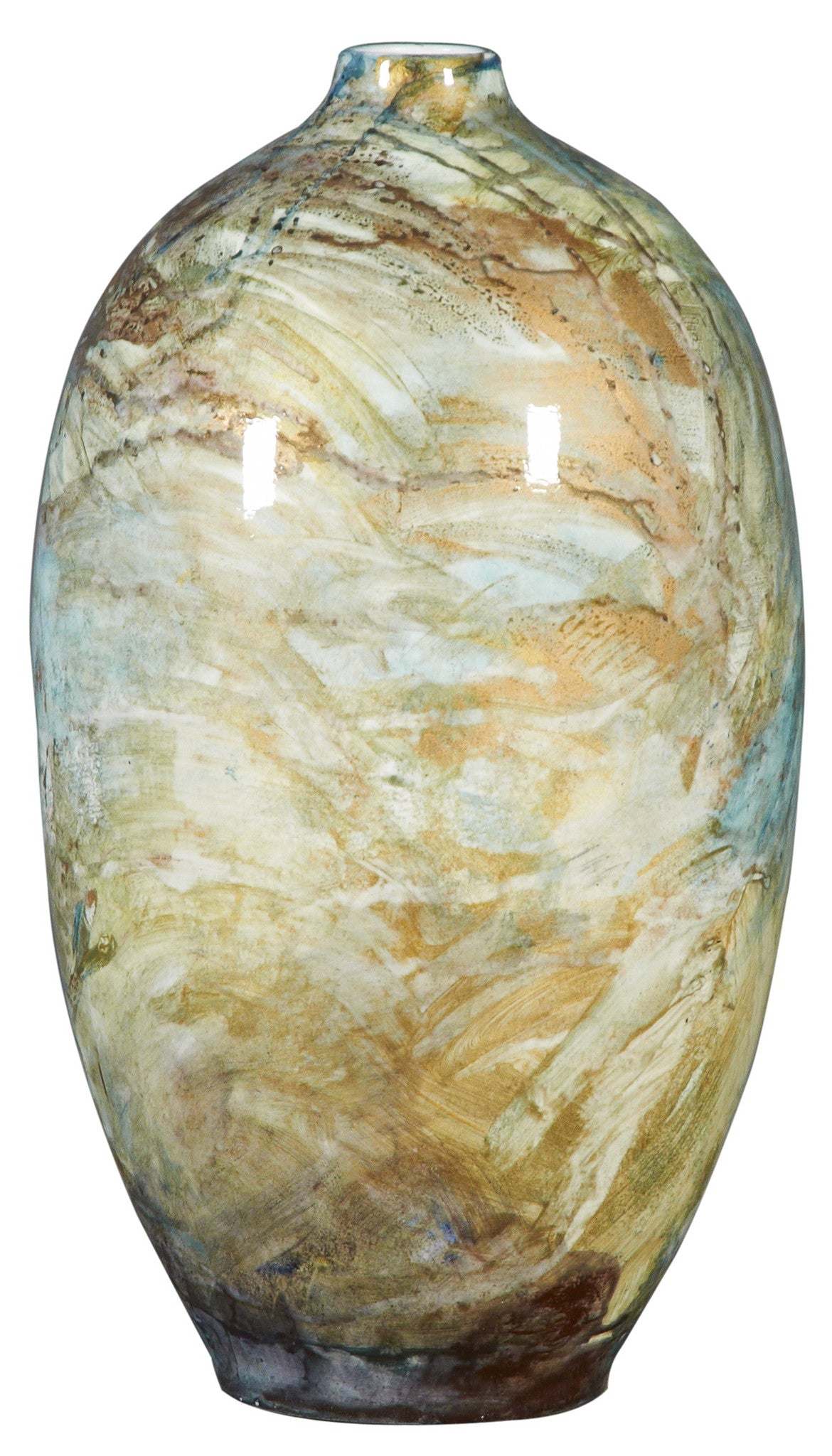 Oval Bud Hand Painted Vase: Brindle Ice And Gold (Big sale till end of Feb)