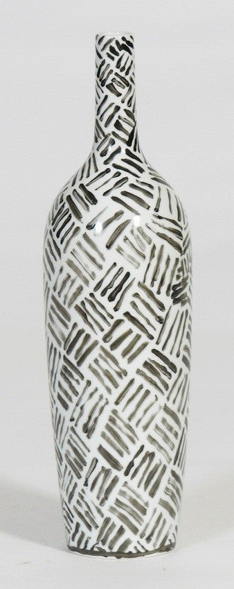 Hand painted-Black and White Tribal Vase