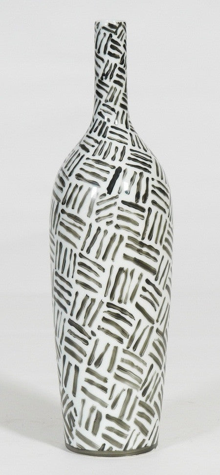 Large Hand painted-Black and White Tribal Vase