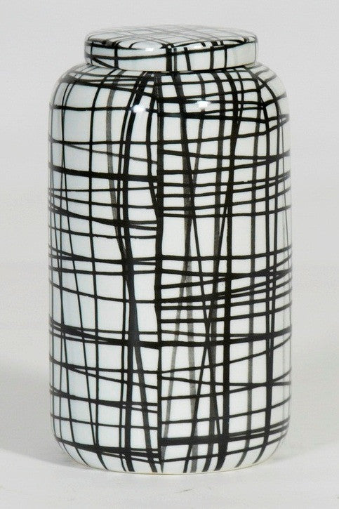 Large Hand Painted Graphic black & white Graphic pattern container