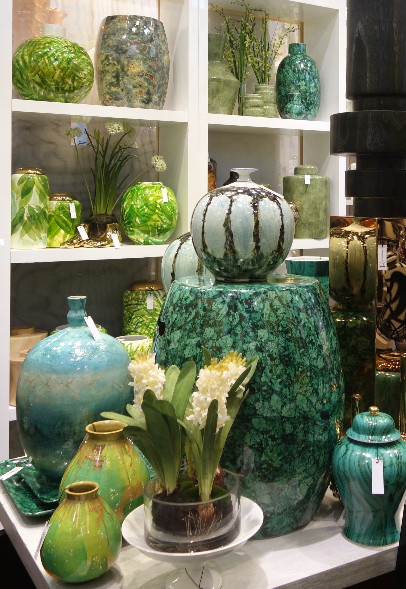 Green Cylinder Stool Container