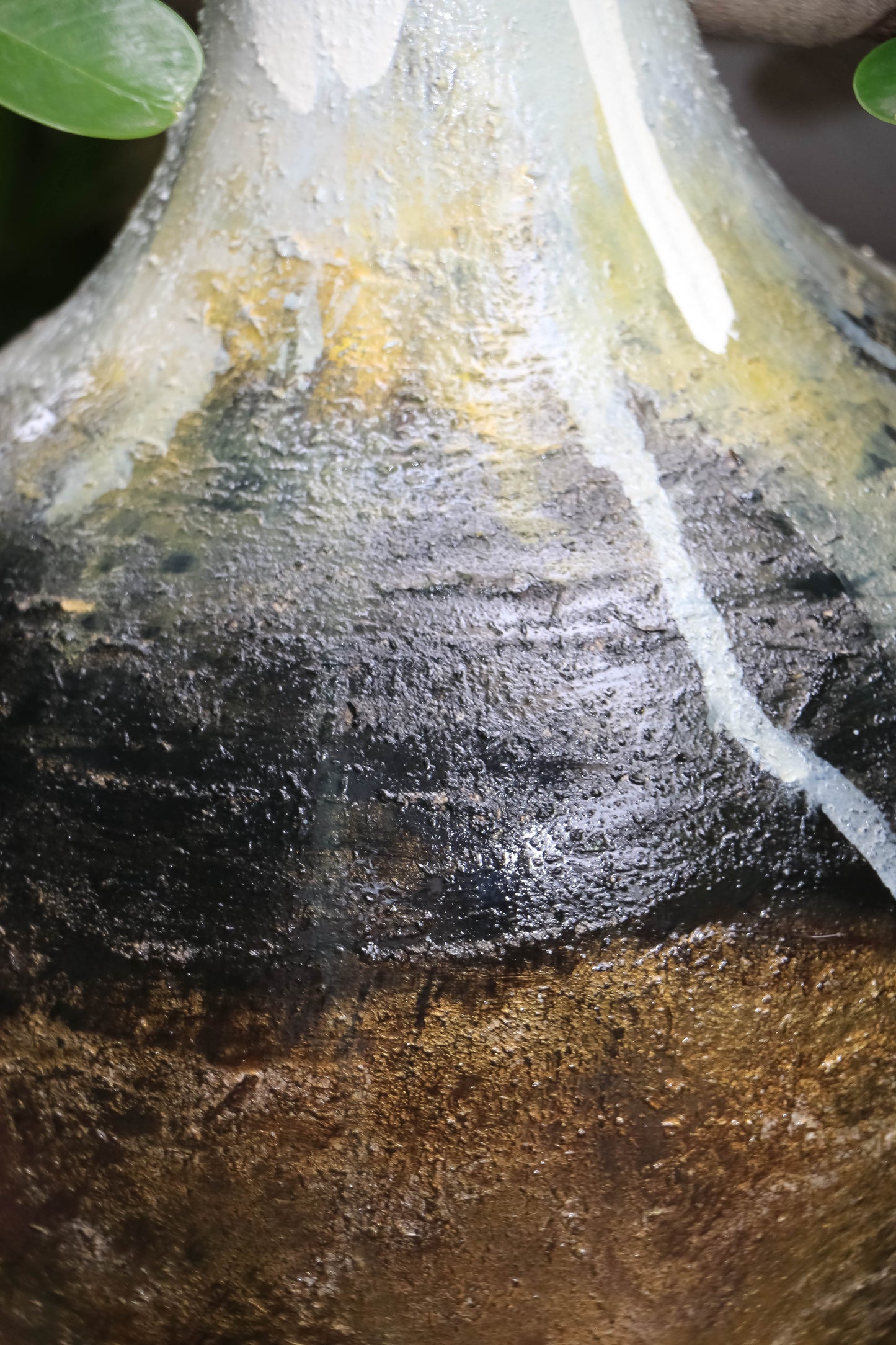 Textured Tydria Hand Painted/ Handmade Ceramic  Vase: Pastel Ice, Brown Rust