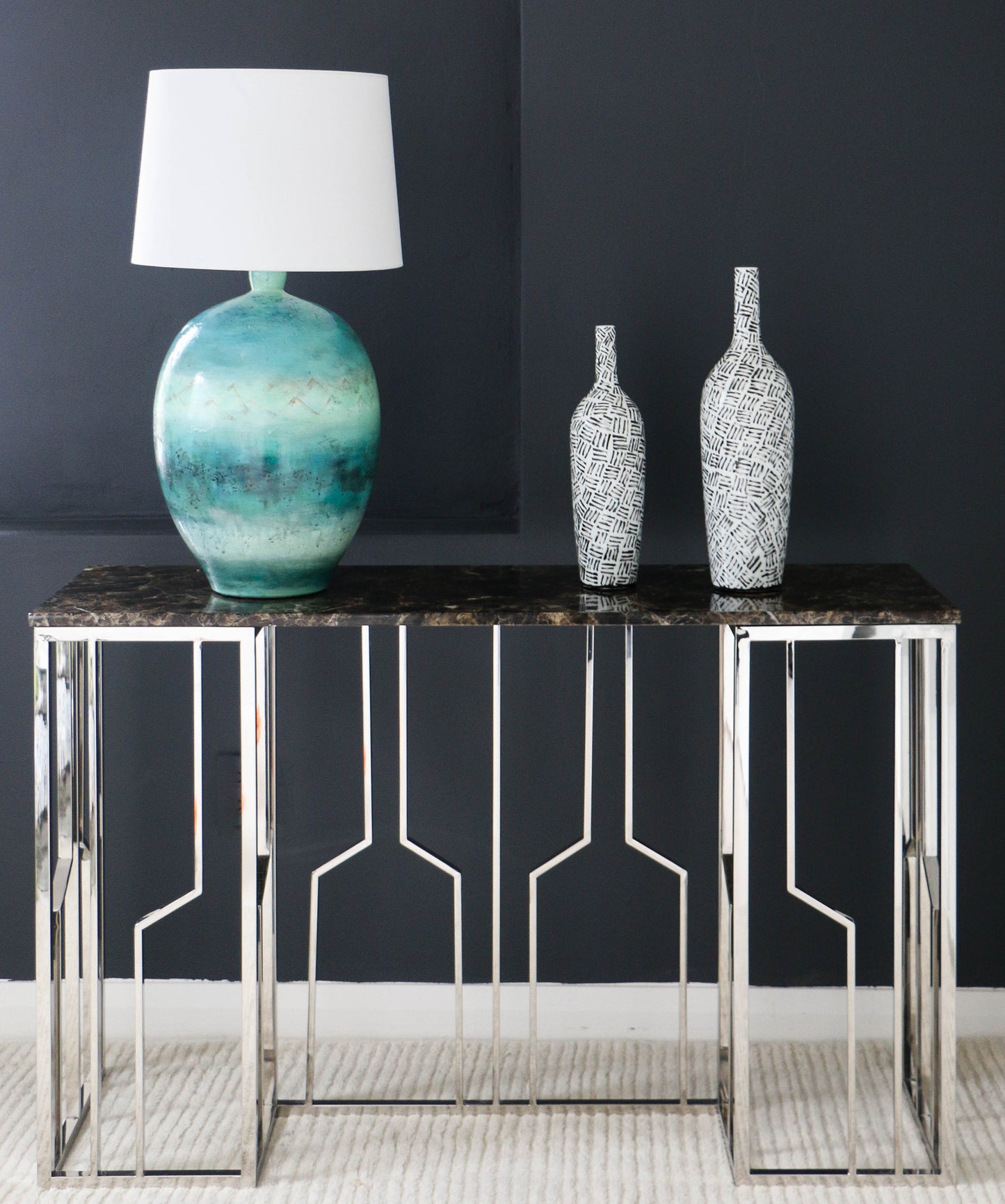 Large Hand painted-Black and White Tribal Vase