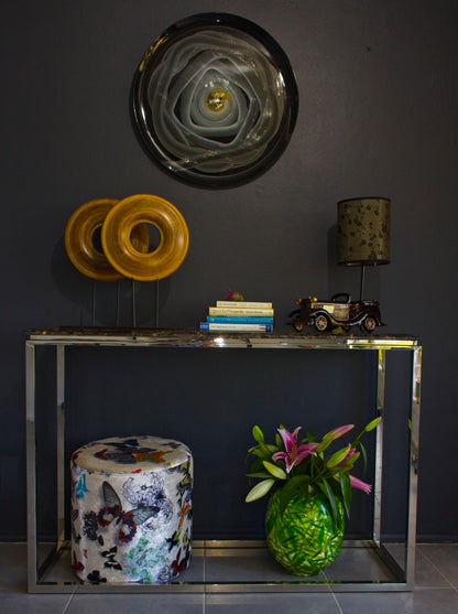 Natural handmade Wood Disc Sculpture On Display Stand (70% OFF)