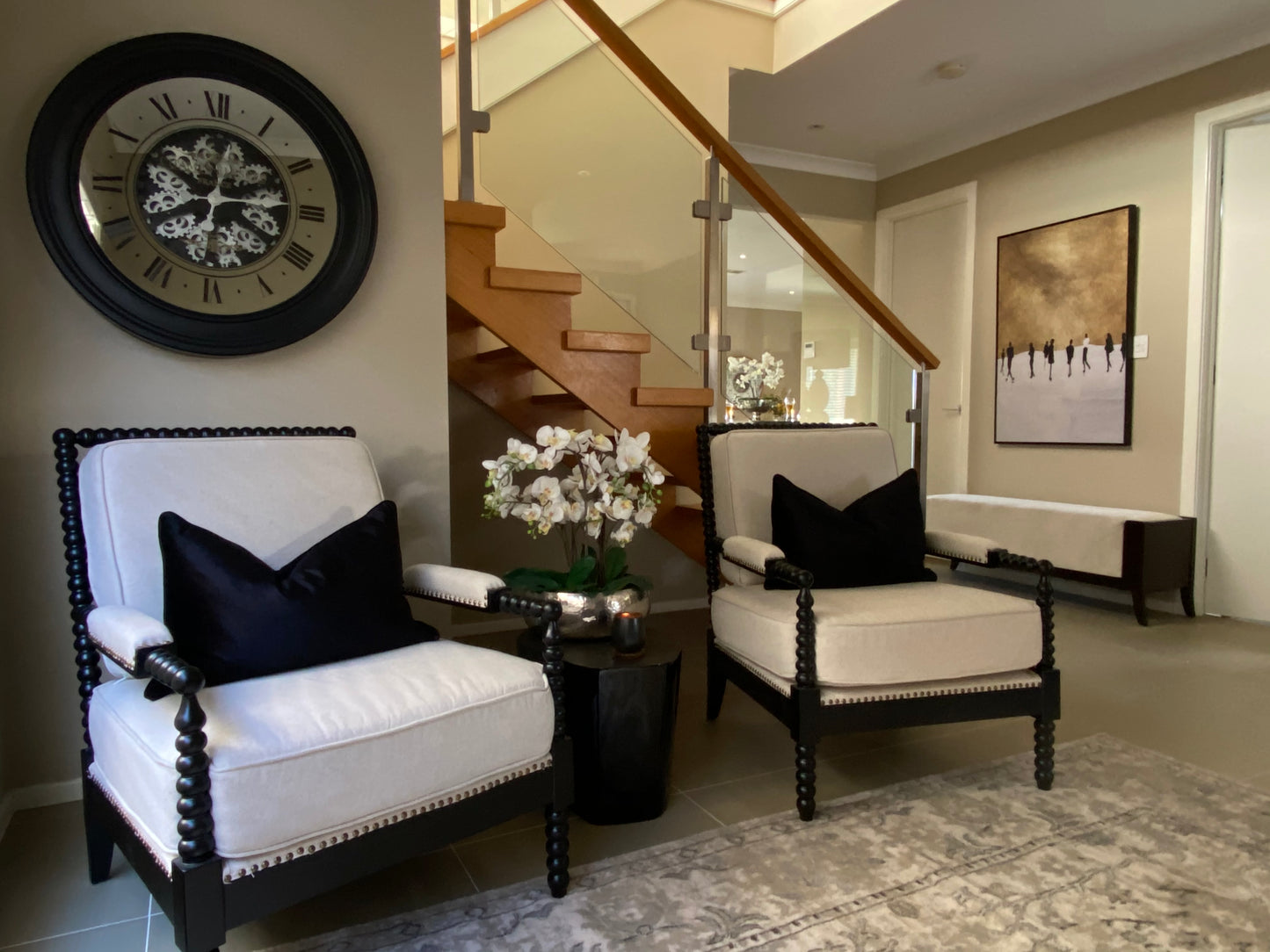 X large 80 Cm Champs-Elysees  Mirror Moving Gear Wall Clock (display item)