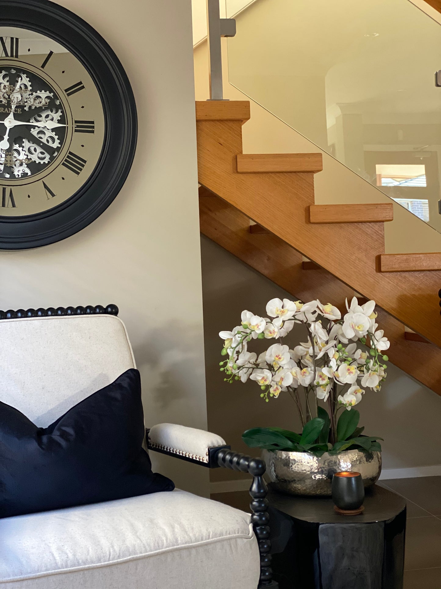 X large 80 Cm Champs-Elysees  Mirror Moving Gear Wall Clock (display item)