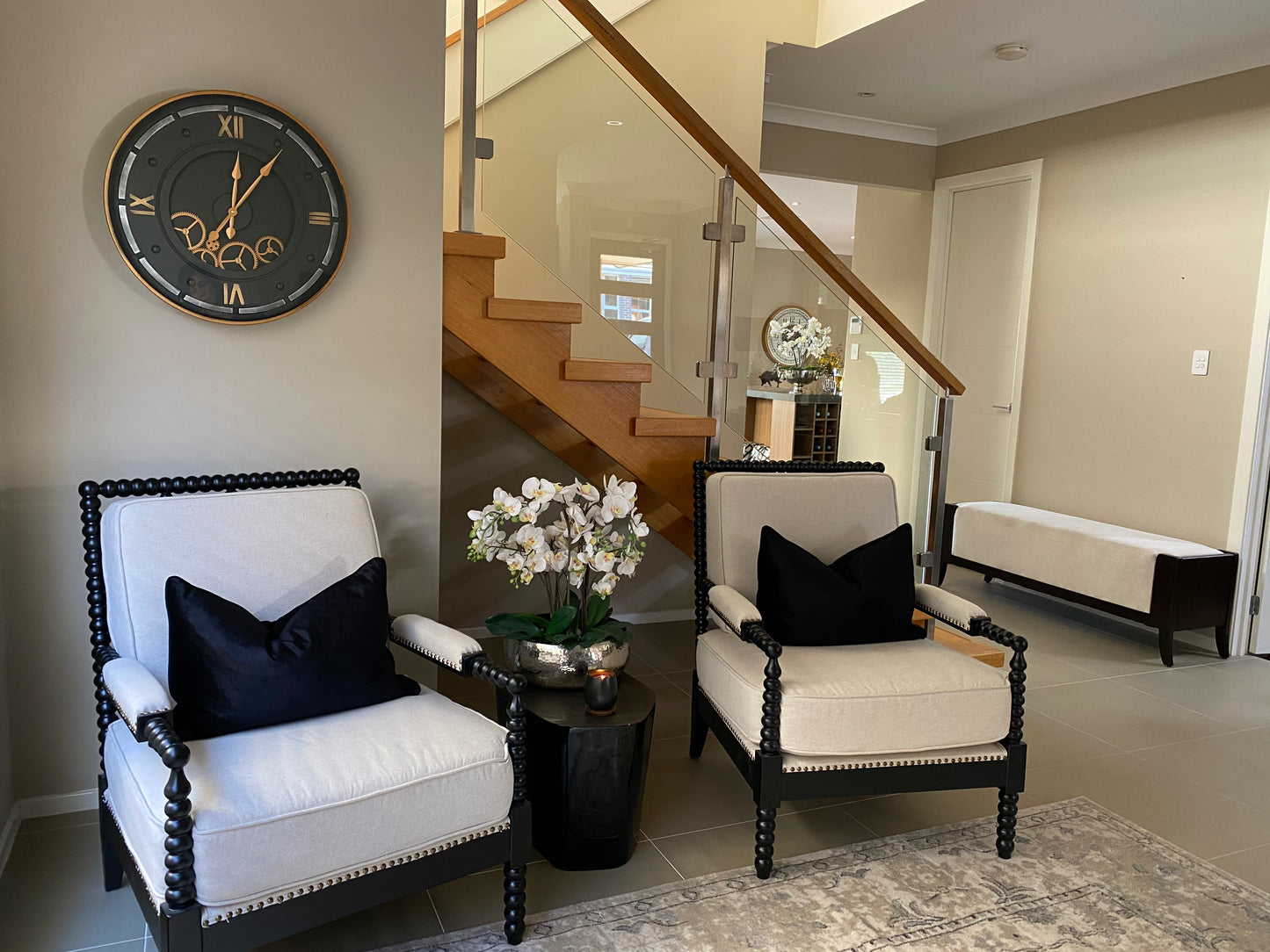 Large 59 Cm Roman Numeral Moving Gear Wall Clock