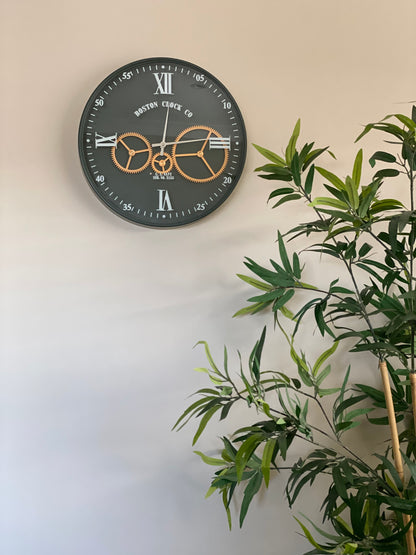 Boston CC 40 Cm Roman Numeral Moving Gear Wall Clock
