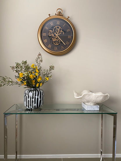 62 Cm Roman Numeral Vintage Gold Moving Gear Wall Clock