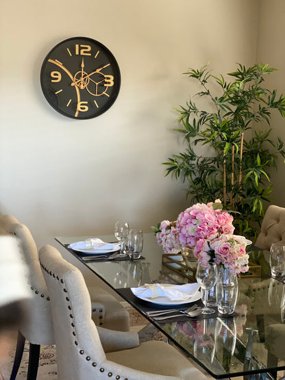 59 Cm Gold & Black Chumming Process Moving Gear Wall clock