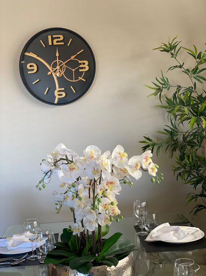 59 Cm Gold & Black Chumming Process Moving Gear Wall clock