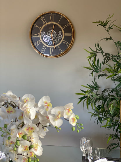 London 54.5 Cm Classic Gold Roman Numeral Moving Gold Gear Wall Clock