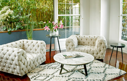 Medium Black Wood Slab Side Table with Metal Legs