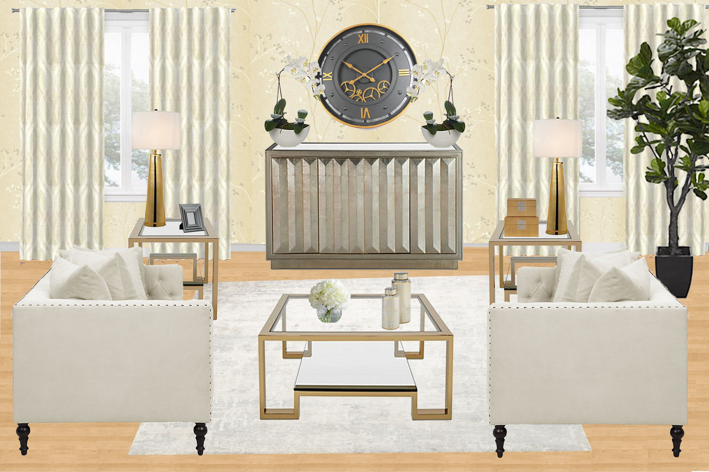 Large 59 Cm Roman Numeral Moving Gear Wall Clock