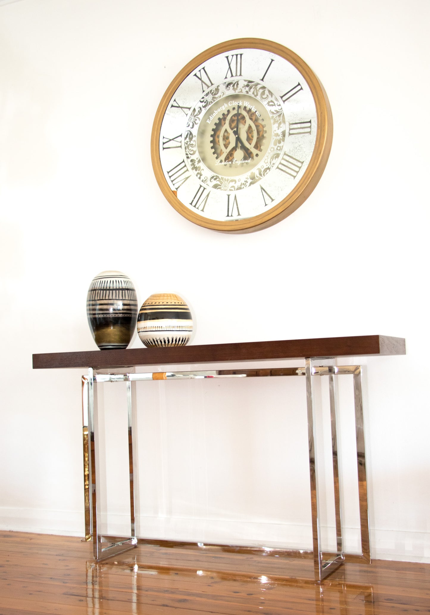 X Large 80 Cm Edinburgh Mirror Moving Gear Wall clock