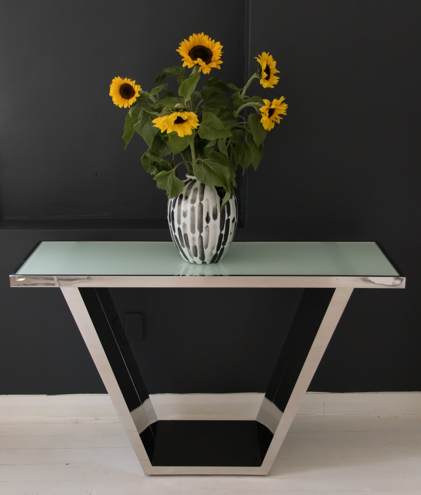 Black and White Hand Pained Vase