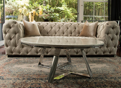 Aska Polished Stainless Steel or Black Coffee Table with White Marble Top (Pick up only)