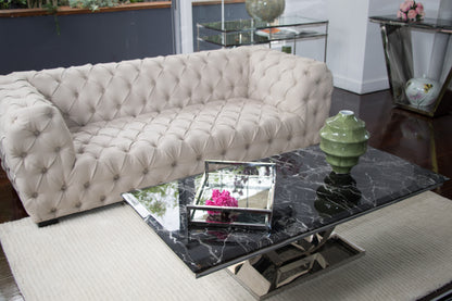 Zivan Polished Stainless Steel Coffee Table With Marble Top (Pick up only)