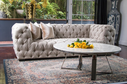 Aska Polished Stainless Steel or Black Coffee Table with White Marble Top (Pick up only)