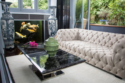 Zivan Polished Stainless Steel Coffee Table With Marble Top (Pick up only)