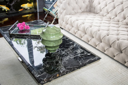 Zivan Polished Stainless Steel Coffee Table With Marble Top (Pick up only)