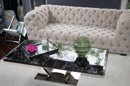 Zivan Polished Stainless Steel Coffee Table With Marble Top (Pick up only)
