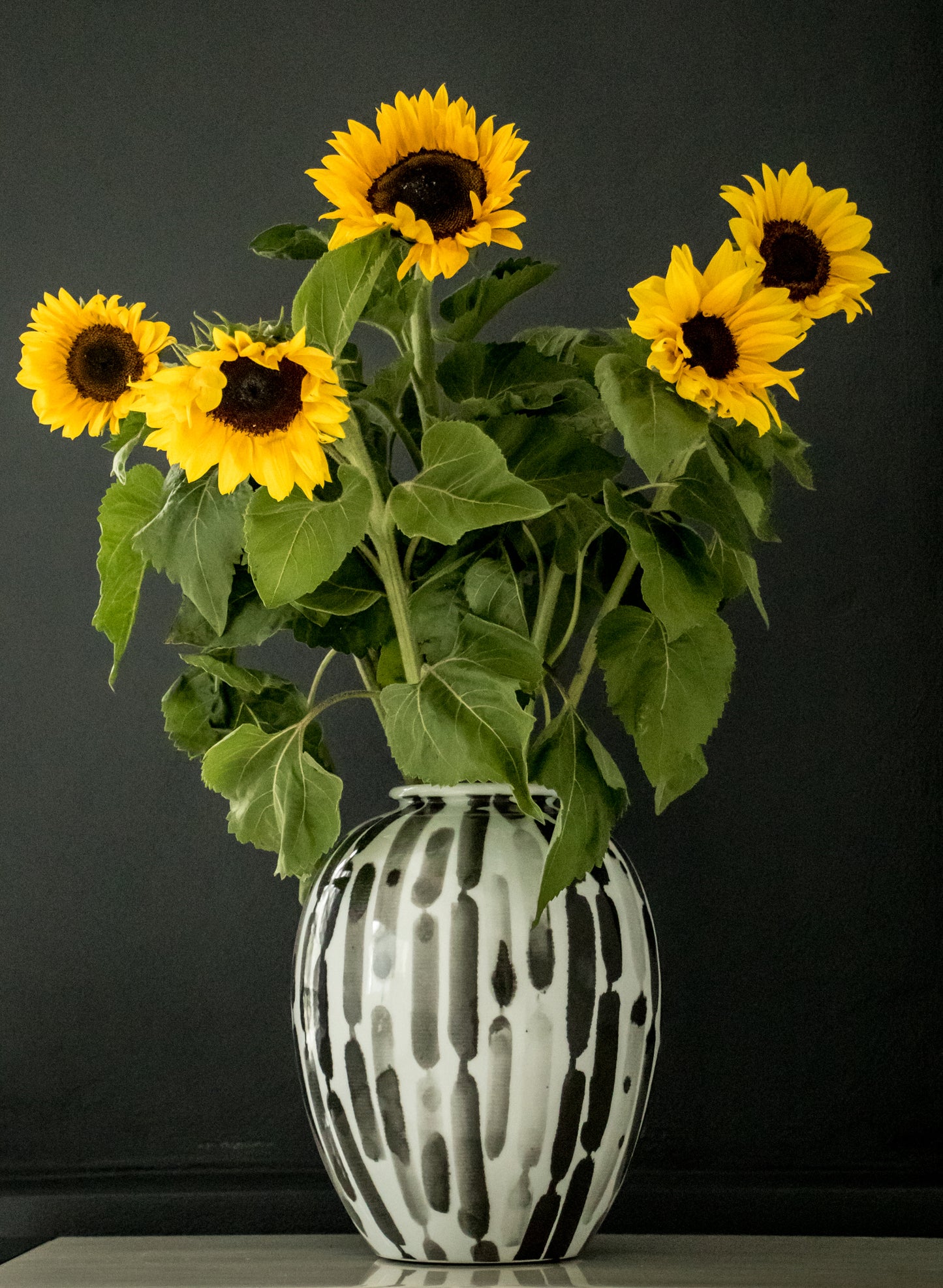 Black and White Hand Pained Vase