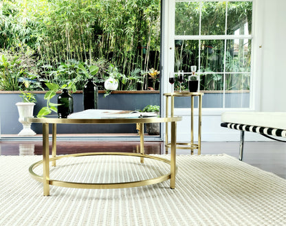 Dyako Gold Stainless Steel Side Table with Mirror Top