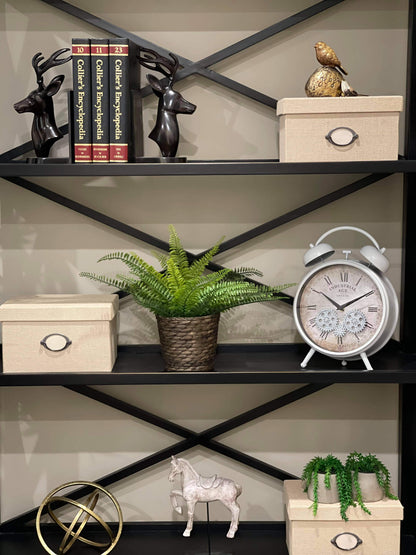 Industrial Age Antique White Gear Moving Table Clock