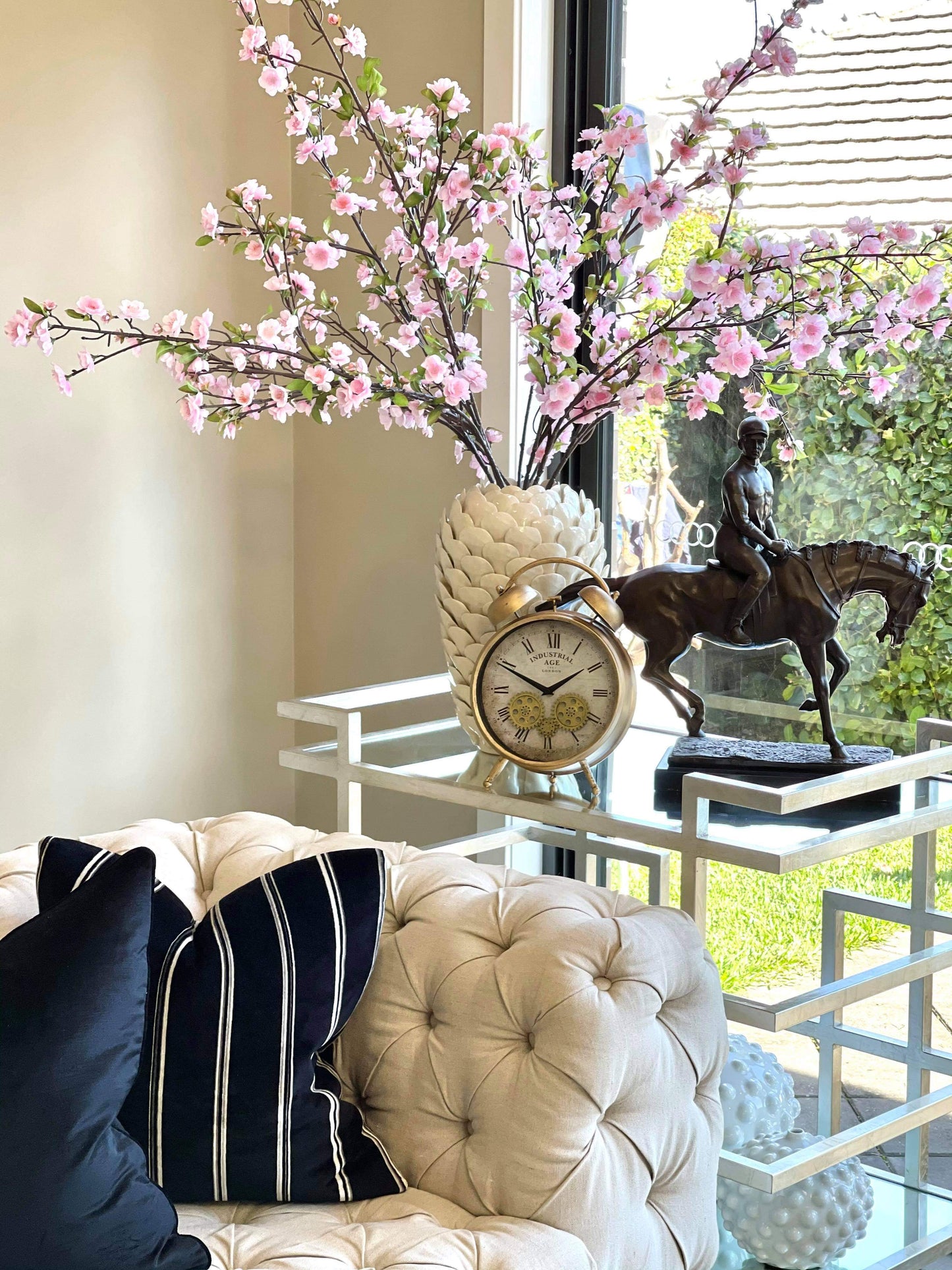 Industrial Age Rusty Gold Vintage Gear Moving Table Clock