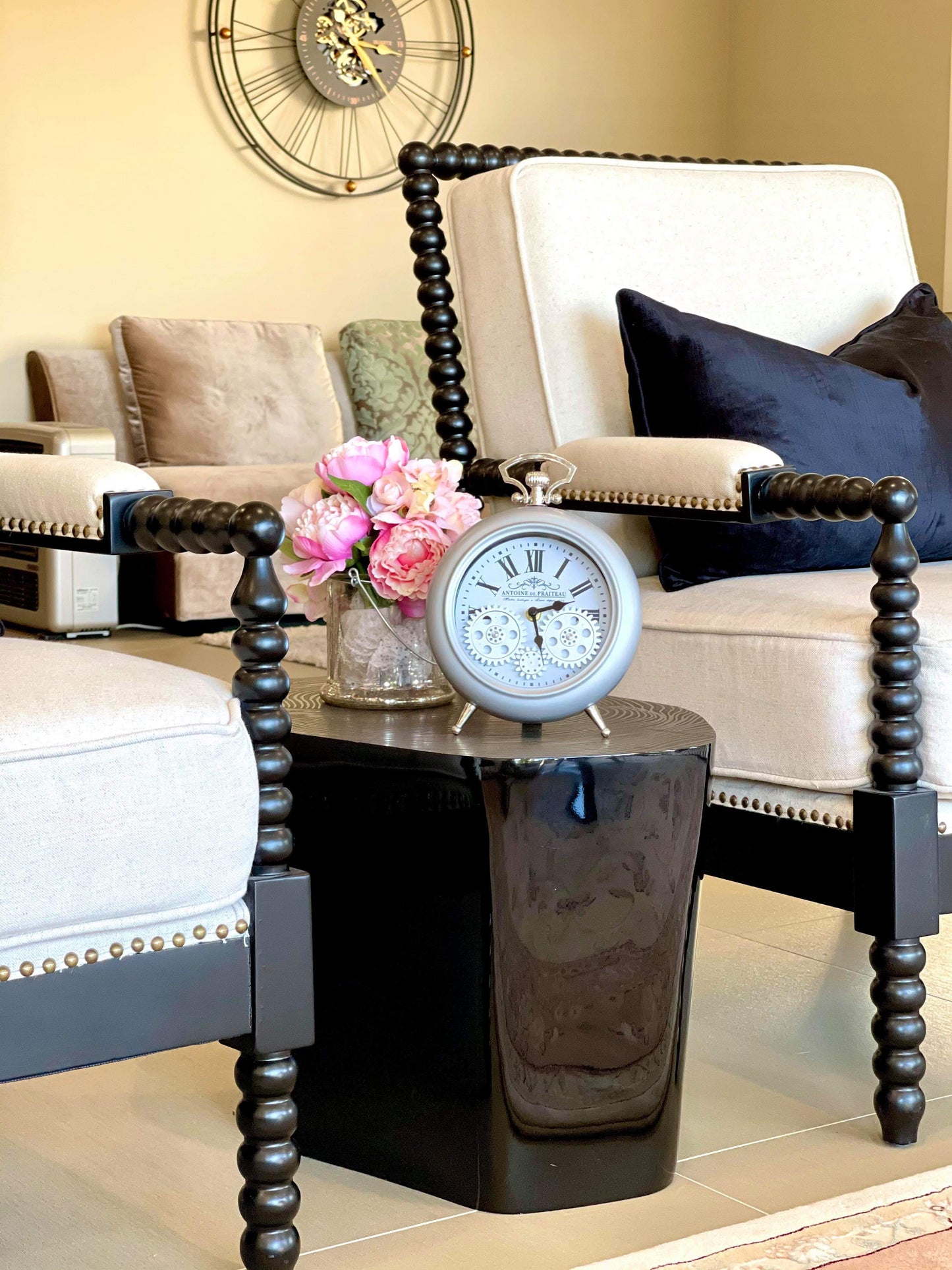 Antoine De Praiteau Victorian Grey Gear Table Clock