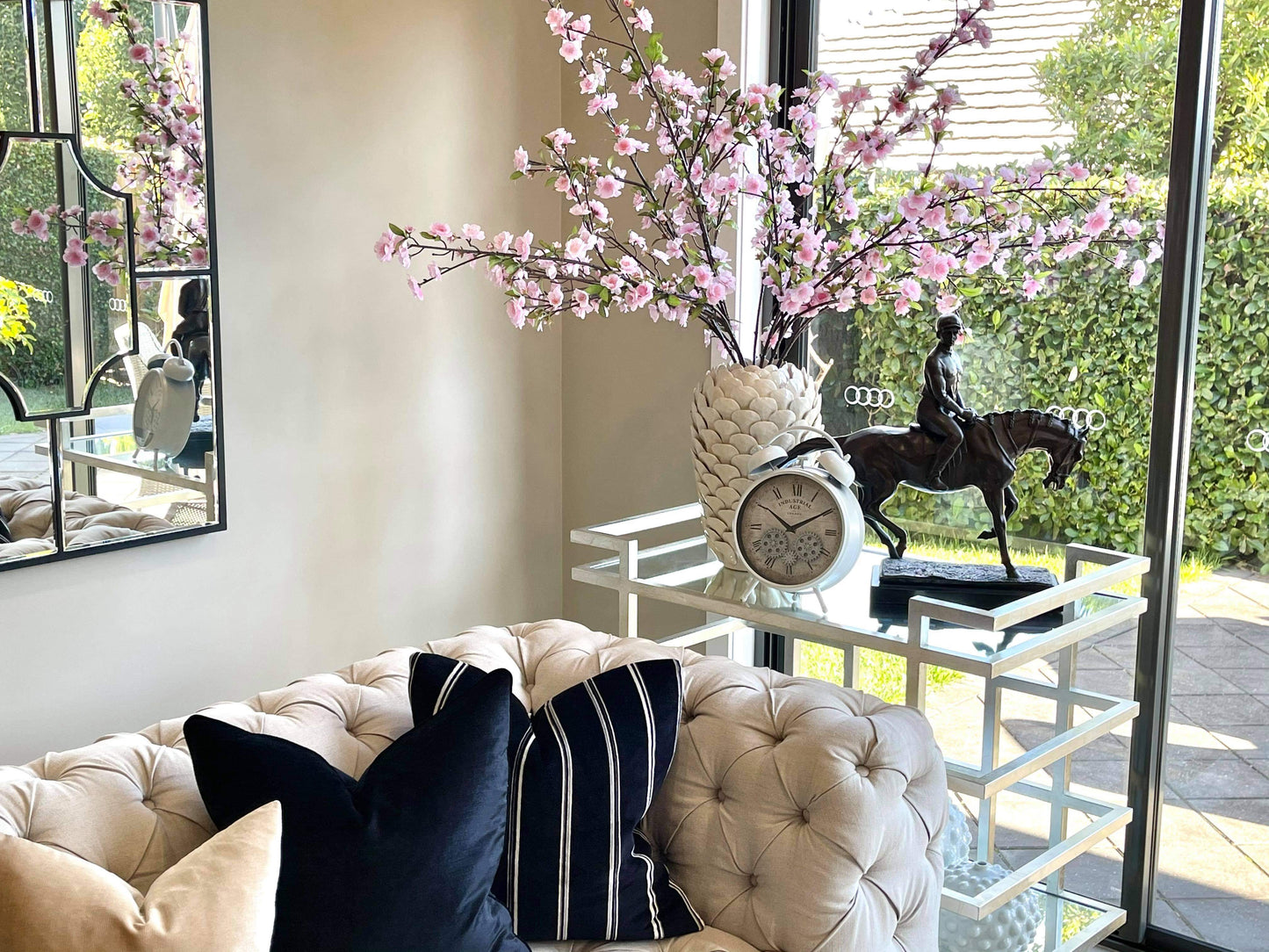 Industrial Age Antique White Gear Moving Table Clock