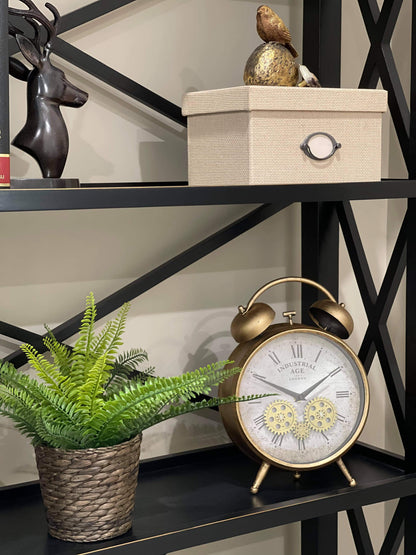 Industrial Age Rusty Gold Vintage Gear Moving Table Clock